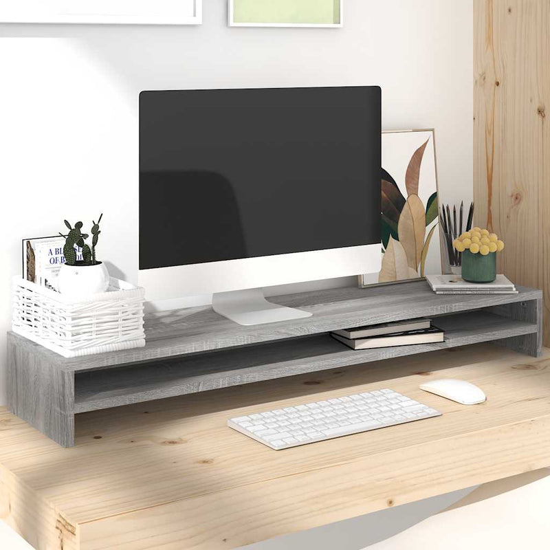 Vidaxl Monitor Standard 100x24x13 cm de madera procesada gris soma roble