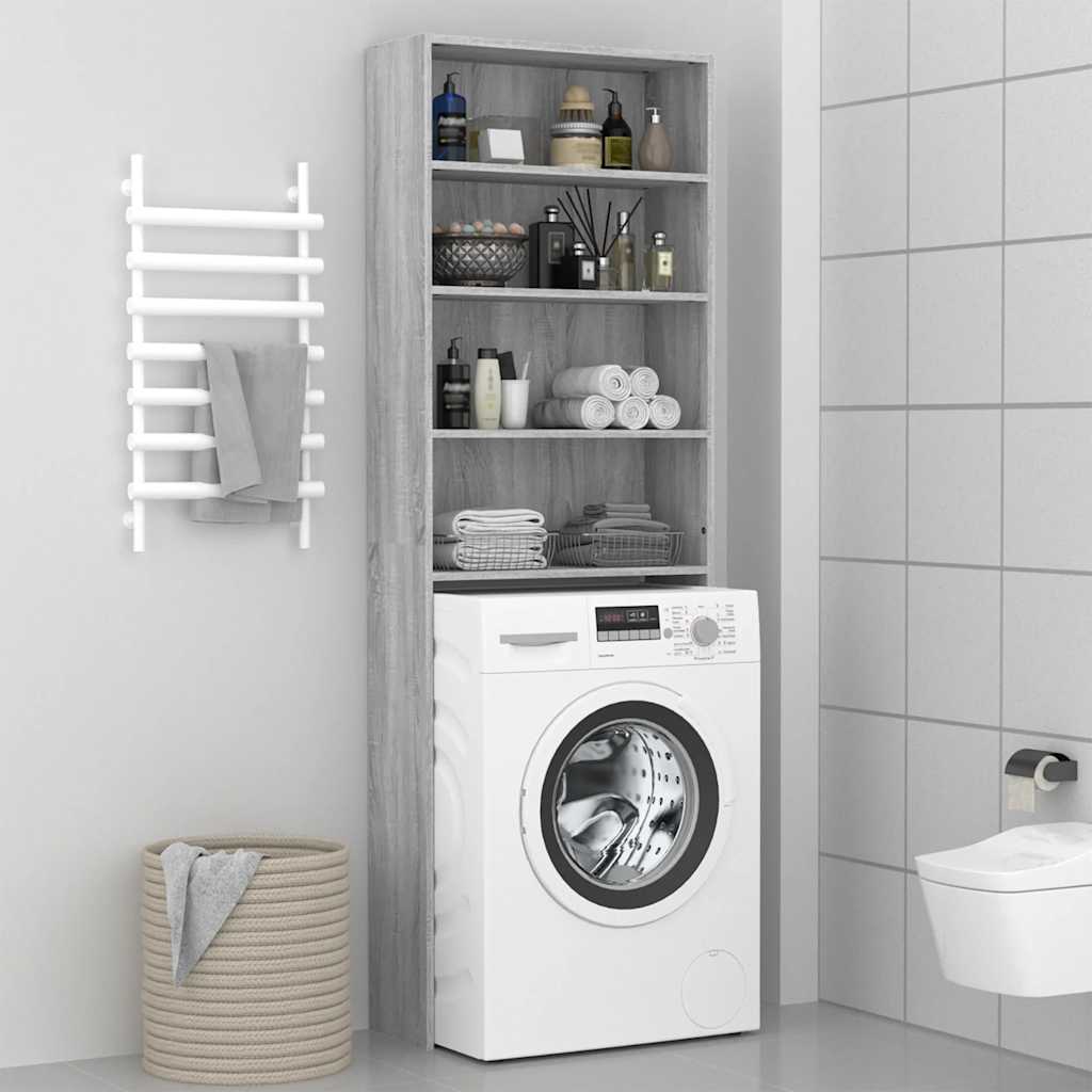 Vidaxl wasmachinekast 64x24x190 cm grijs sonoma eikenkleurig