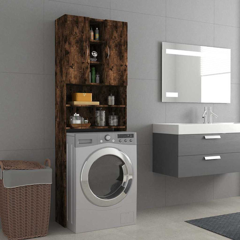 Gabinete de lavadora Vidaxl 64x25.5x190 cm de roble ahumado