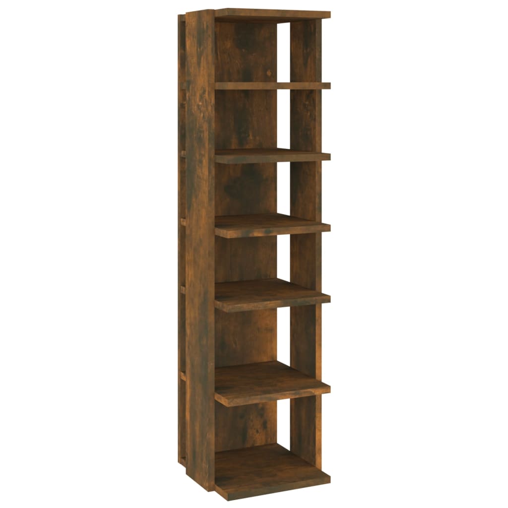 Vidaxl Shoe Rack 27.5x27x102 cm de madera procesada de roble ahumado coloreado