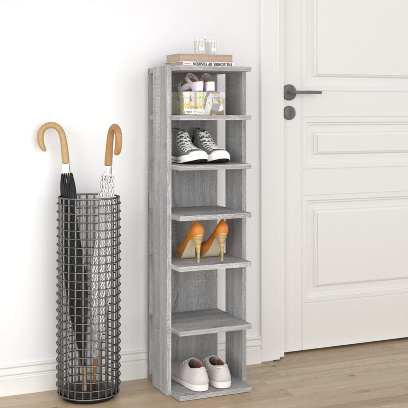 Vidaxl Shoe Rack 27.5x27x102 cm de madera procesada Sonoma gris