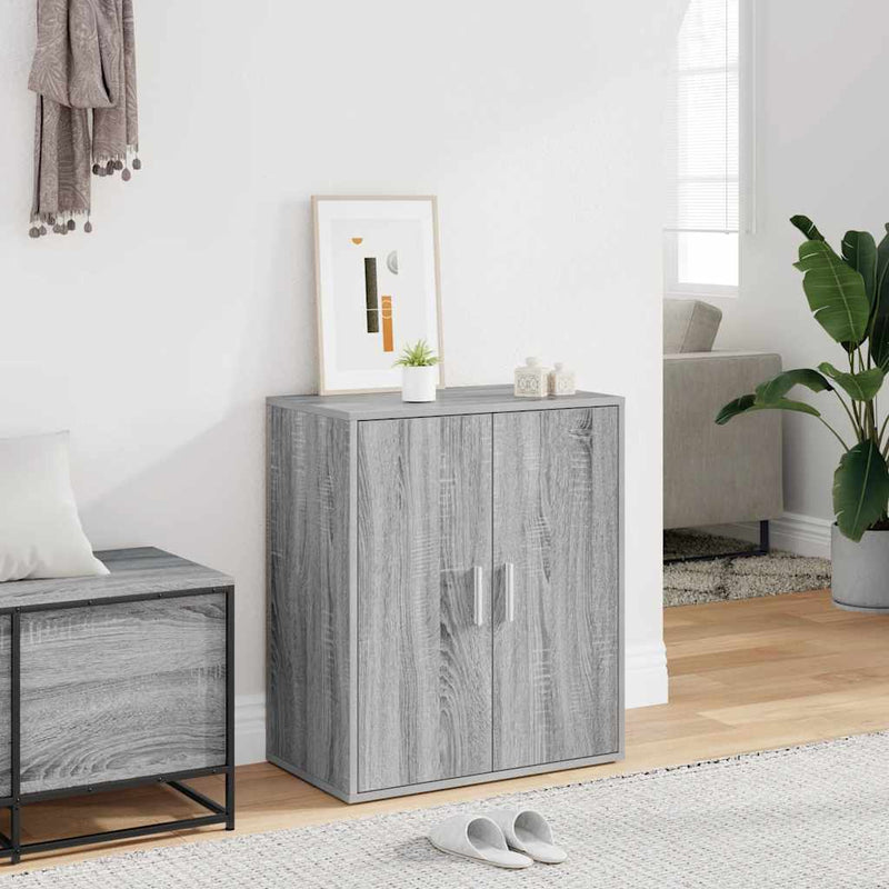 Gabinete de zapatos Vidaxl 60x35x70 cm de madera propiedad de madera de ok gris coloreada