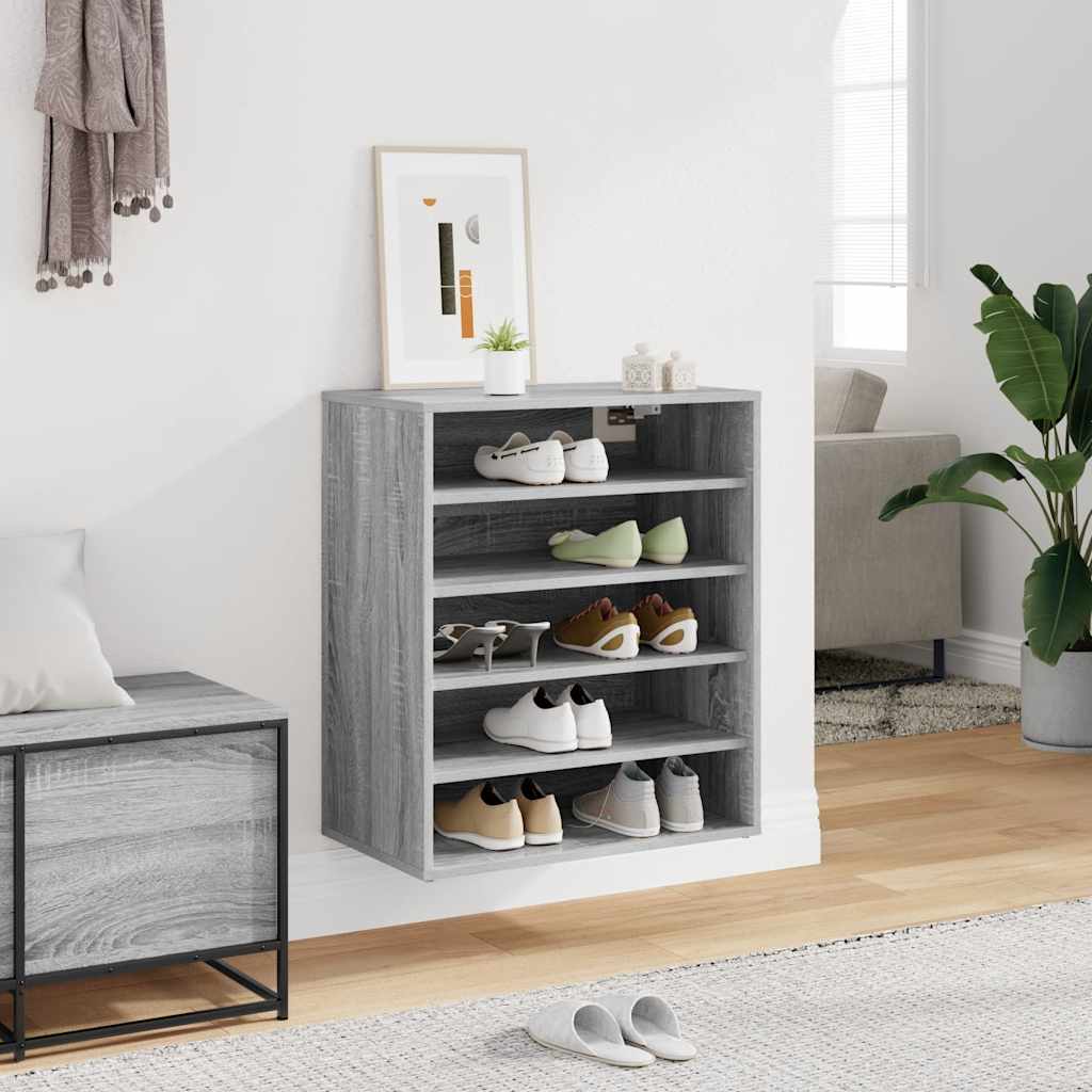 Gabinete de zapatos Vidaxl 60x35x70 cm de madera propiedad de roble ahumado