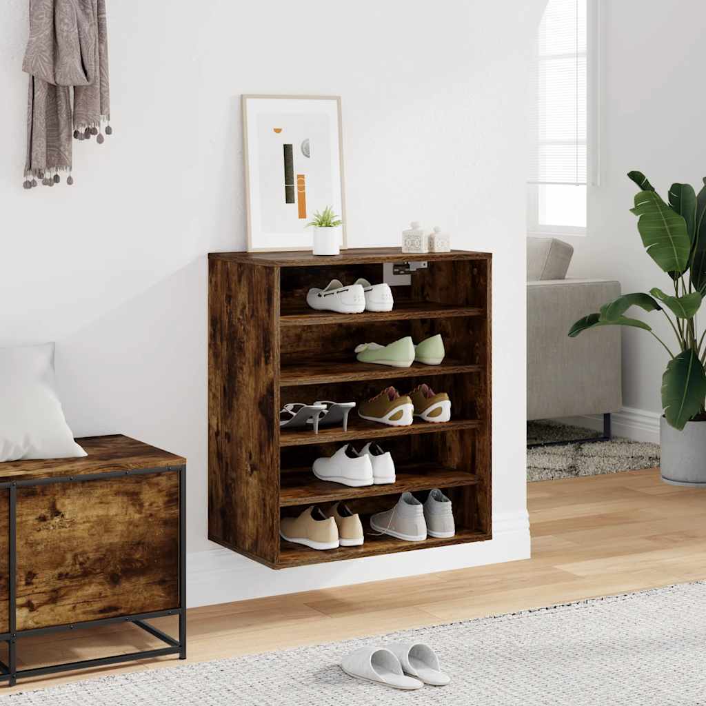 Vidaxl schoenenkast 60x35x70 cm bewerkt hout grijs sonoma eikenkleurig