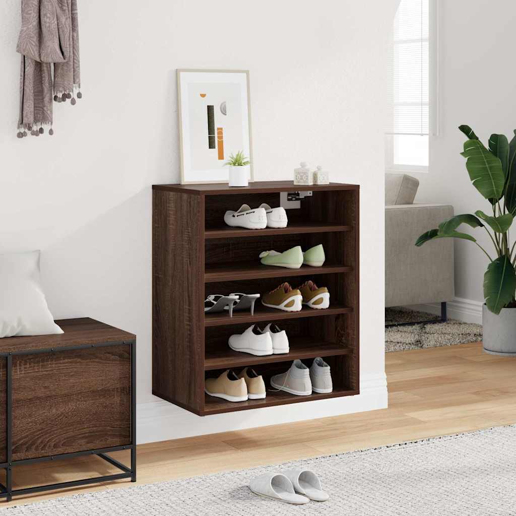Gabinete de zapatos Vidaxl 60x35x70 cm Corte de madera de madera de roble de madera