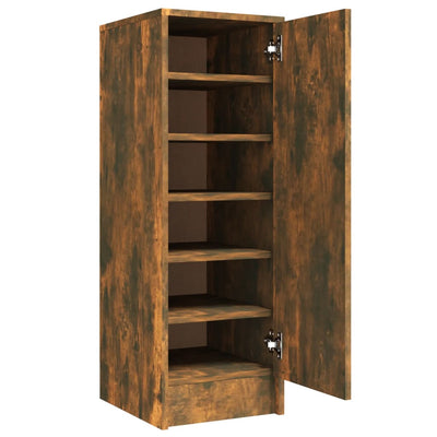 Vidaxl Cabinet da scarpe 32x35x92 cm Colore di quercia affumicata in legno