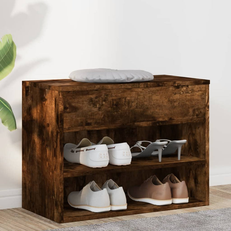 Vidaxl Shoes Bank 60x30x45 cm de madera propiedad de madera ahumada coloreada