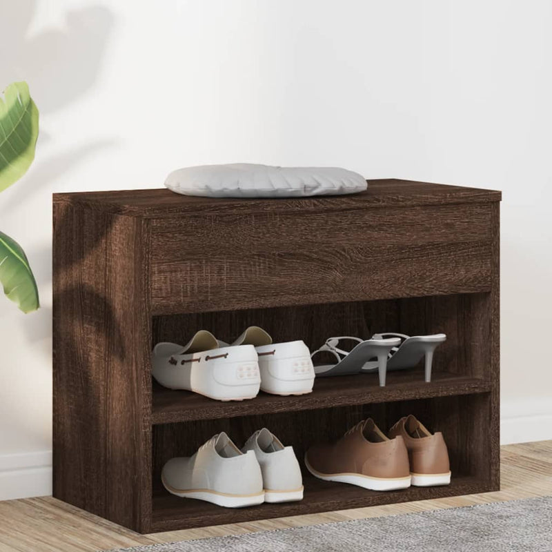 Vidaxl Shoes Bank 60x30x45 cm Color de roble de madera propiedad de madera propiedad