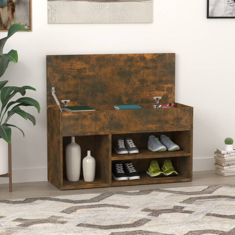 Banco de zapatos Vidaxl 80x30x45 cm de madera procesada de roble ahumado coloreado