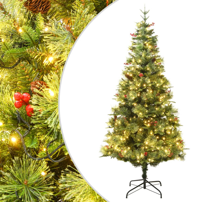 Vidaxl Tree di Natale con coni a LED e pini 195 cm PVC e PE Green