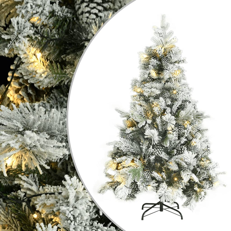 Albero di Natale Vidaxl con coni a LED e pini e neve 150 cm PVC e PE