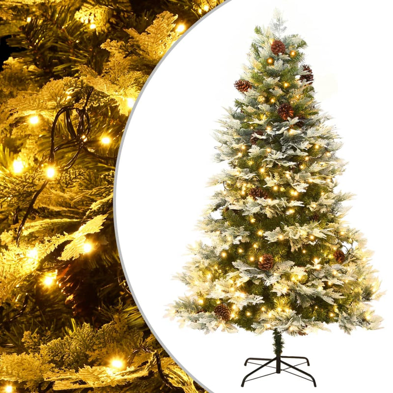 Vidaxl Tree di Natale con coni a LED e pini 195 cm PVC e PE Green