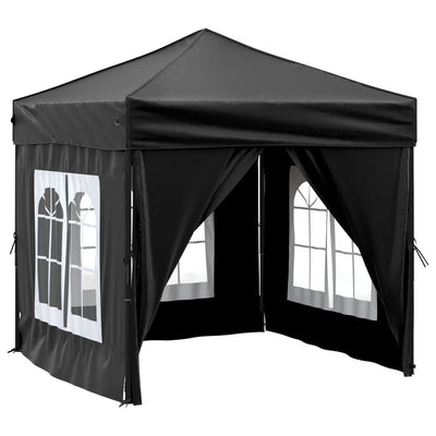Vidaxl PartyTent pieghevole con pareti laterali 2x2 m nero