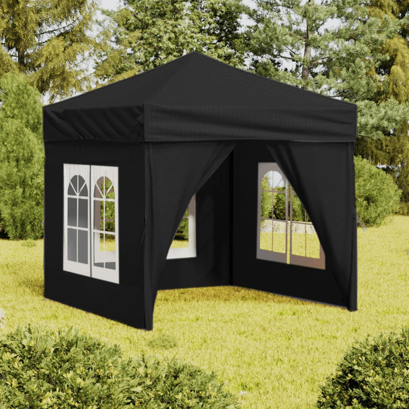 Vidaxl PartyTent pieghevole con pareti laterali 2x2 m nero