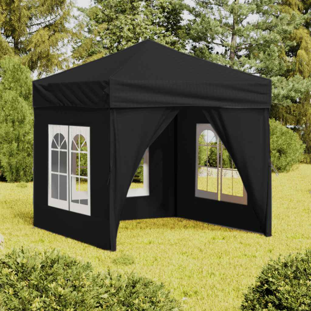 Vidaxl PartyTent pieghevole con pareti laterali 2x2 m nero
