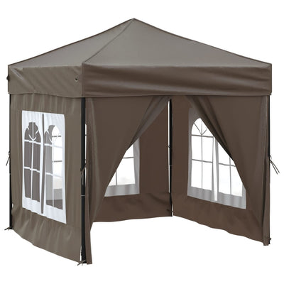 Vidaxl PartyTent pieghevole con pareti laterali 2x2 m taupe
