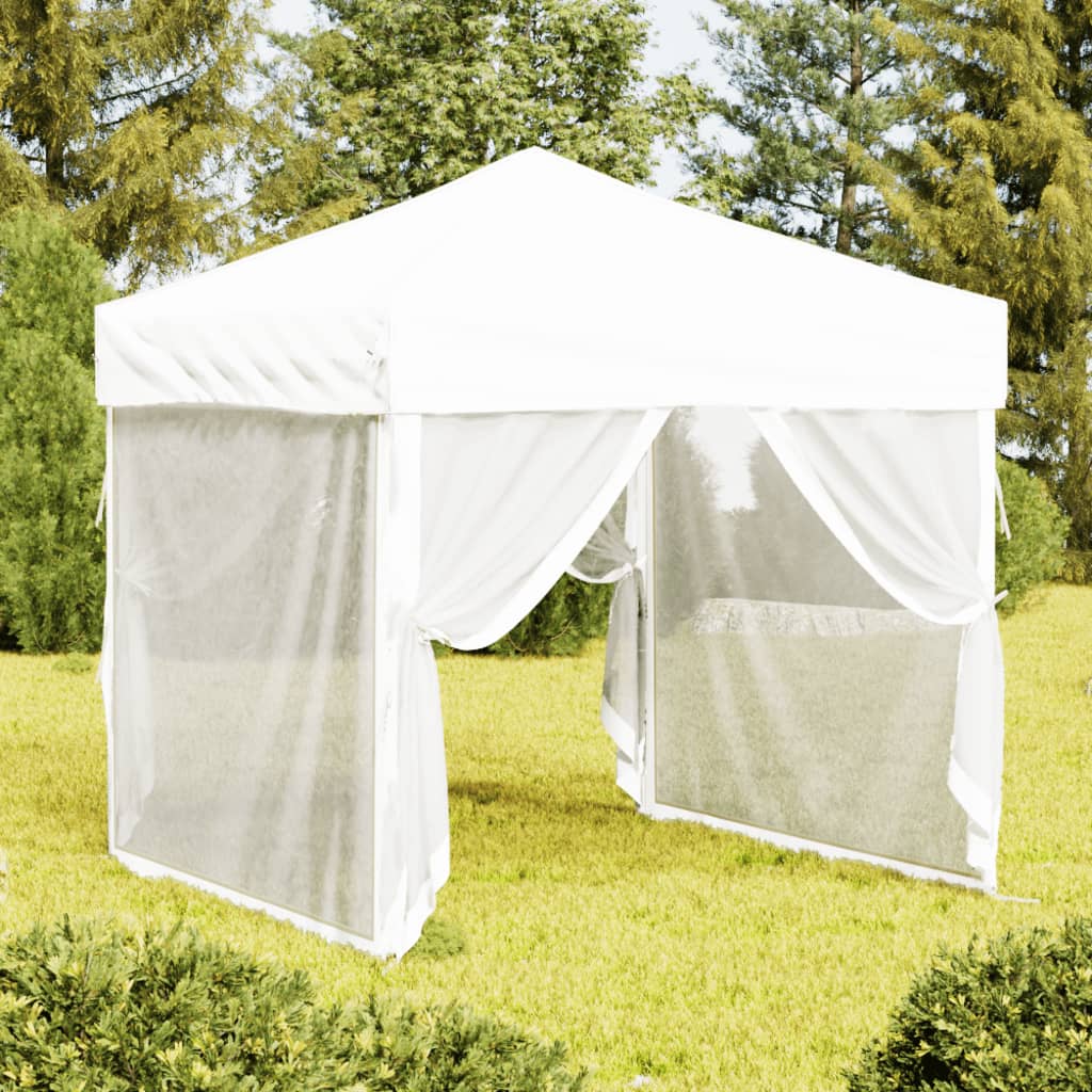 Vidaxl PartyTent plegable con paredes laterales 2x2 m blanco