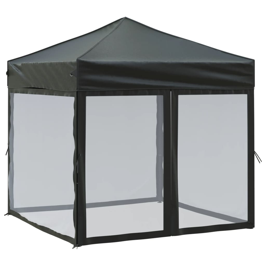 Vidaxl PartyTent pieghevole con pareti laterali 2x2 m nero