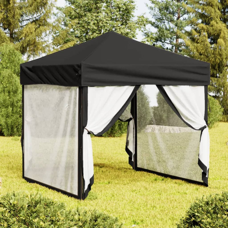 Vidaxl PartyTent pieghevole con pareti laterali 2x2 m nero