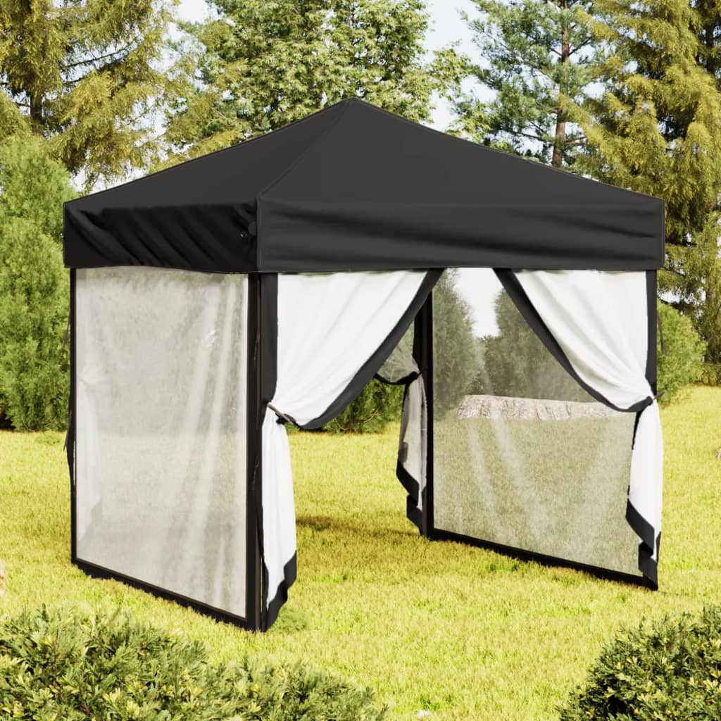 Vidaxl PartyTent pieghevole con pareti laterali 2x2 m nero