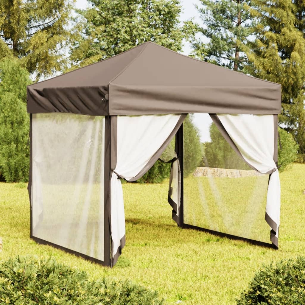 Vidaxl PartyTent plegable con paredes laterales 2x2 m taupe
