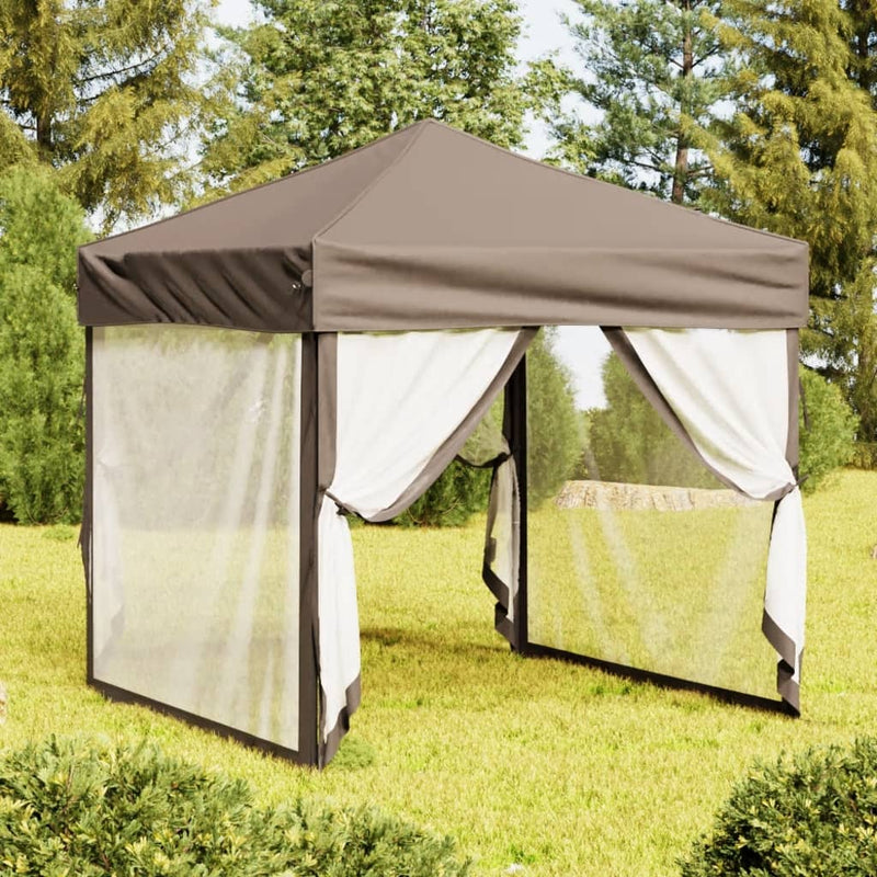 Vidaxl PartyTent plegable con paredes laterales 2x2 m taupe