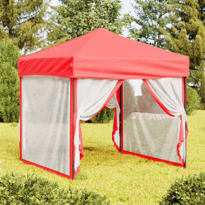 Vidaxl PartyTent pieghevole con pareti laterali 2x2 m rosso