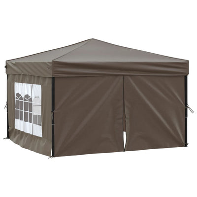 Vidaxl PartyTent pieghevole con pareti laterali 3x3 m taupe
