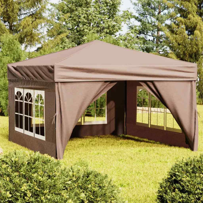 Vidaxl PartyTent plegable con paredes laterales 3x3 m taupe