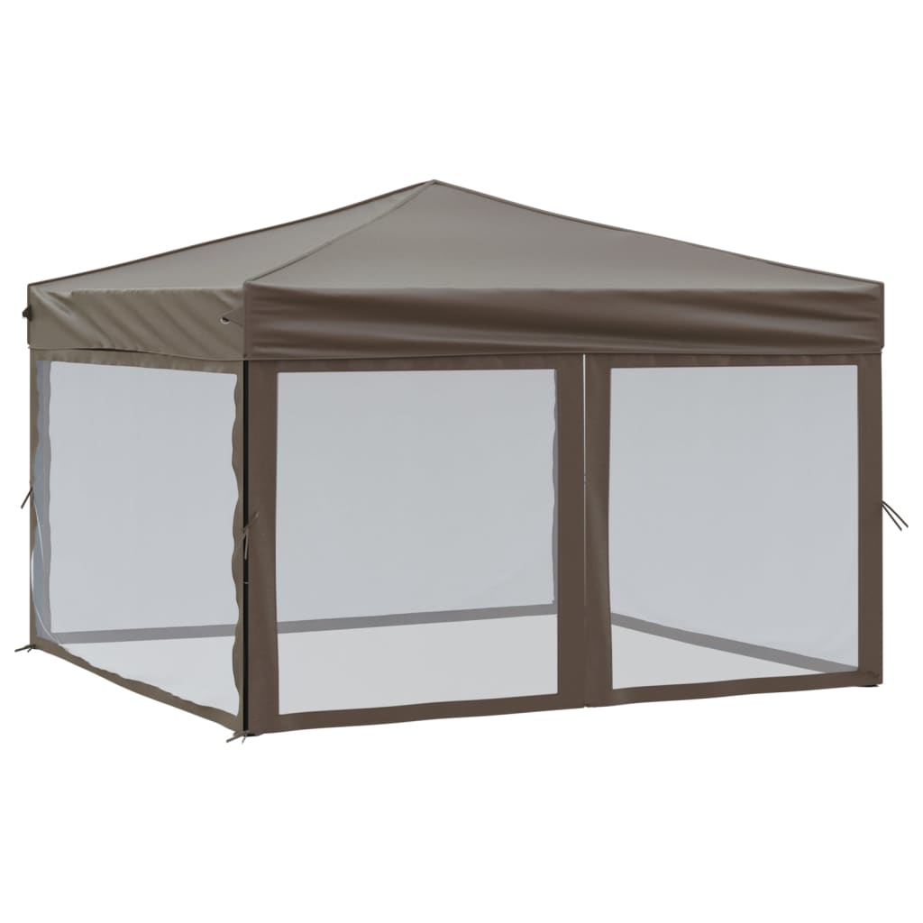 Vidaxl PartyTent plegable con paredes laterales 3x3 m taupe