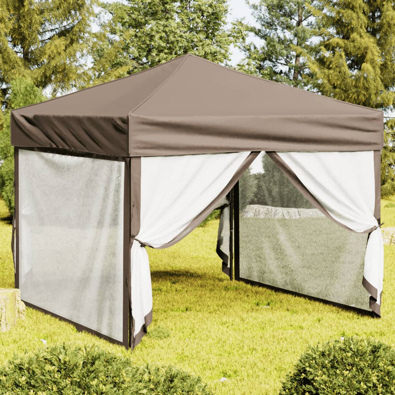 Vidaxl PartyTent plegable con paredes laterales 3x3 m taupe