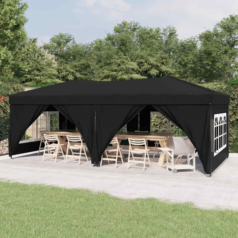 Vidaxl PartyTent plegable con paredes laterales 3x6 m Negro