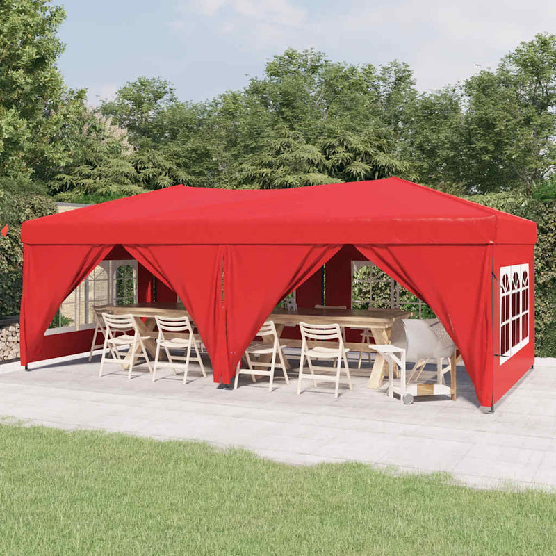 Vidaxl PartyTent plegable con paredes laterales 3x6 m rojo