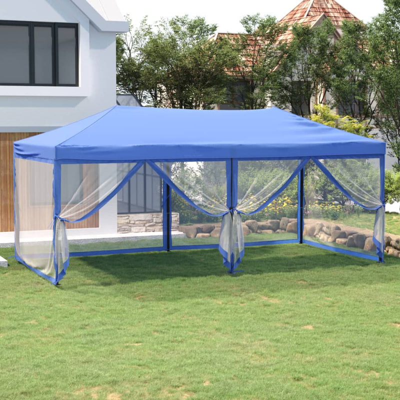 Tenda da festa pieghevole Vidaxx con pareti laterali 3x6 m blu