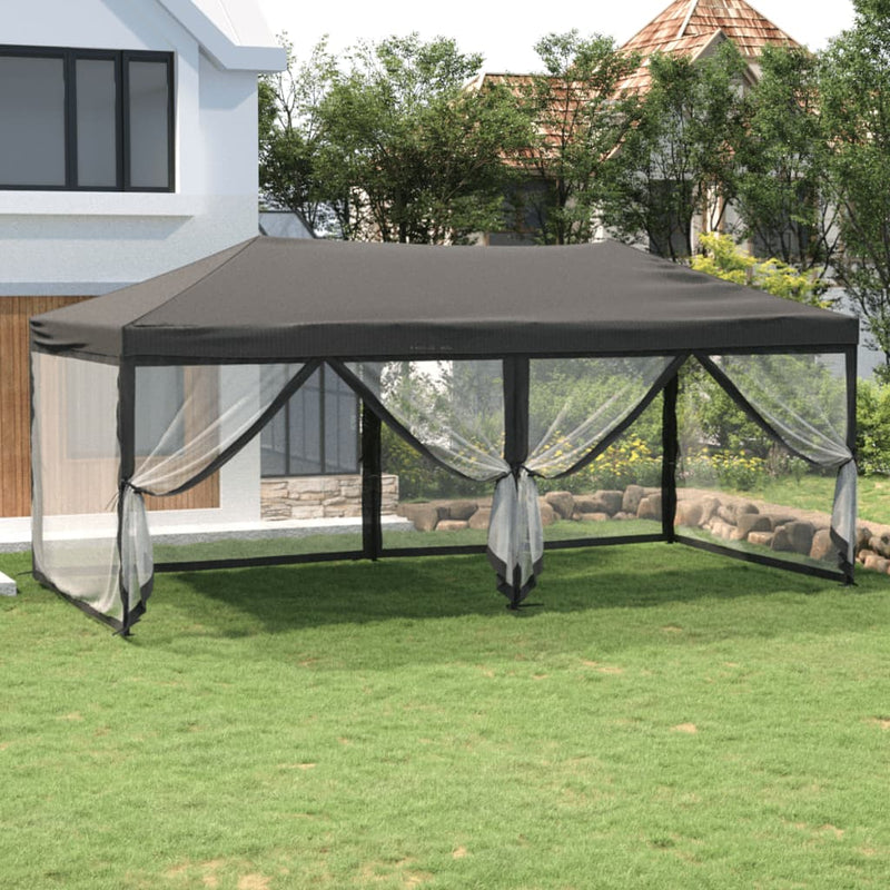 Vidaxl PartyTent plegable con paredes laterales 3x6 m antracita