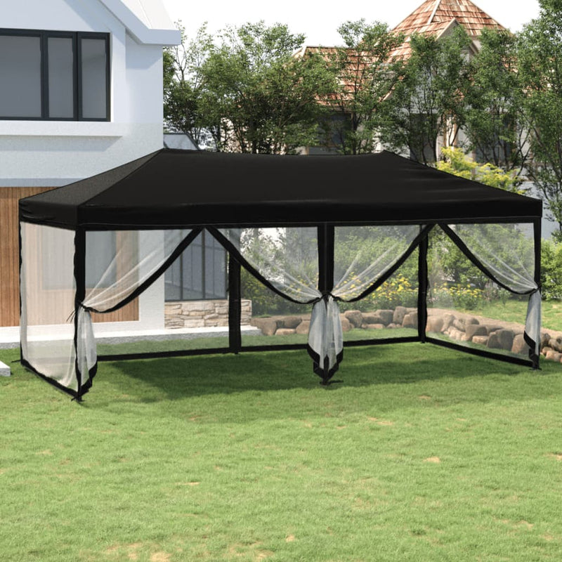Vidaxl PartyTent plegable con paredes laterales 3x6 m Negro