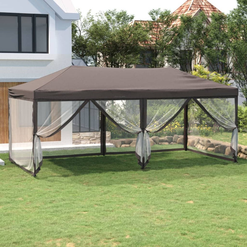 Vidaxl PartyTent plegable con paredes laterales 3x6 m taupe
