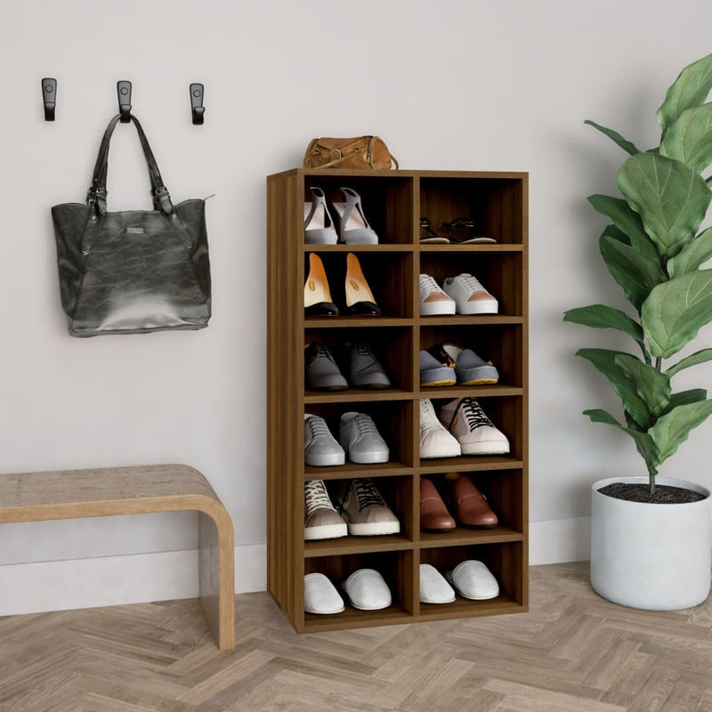 Vidaxl Shoe Rack 54x34x100.5 cm Color de roble de madera procesada