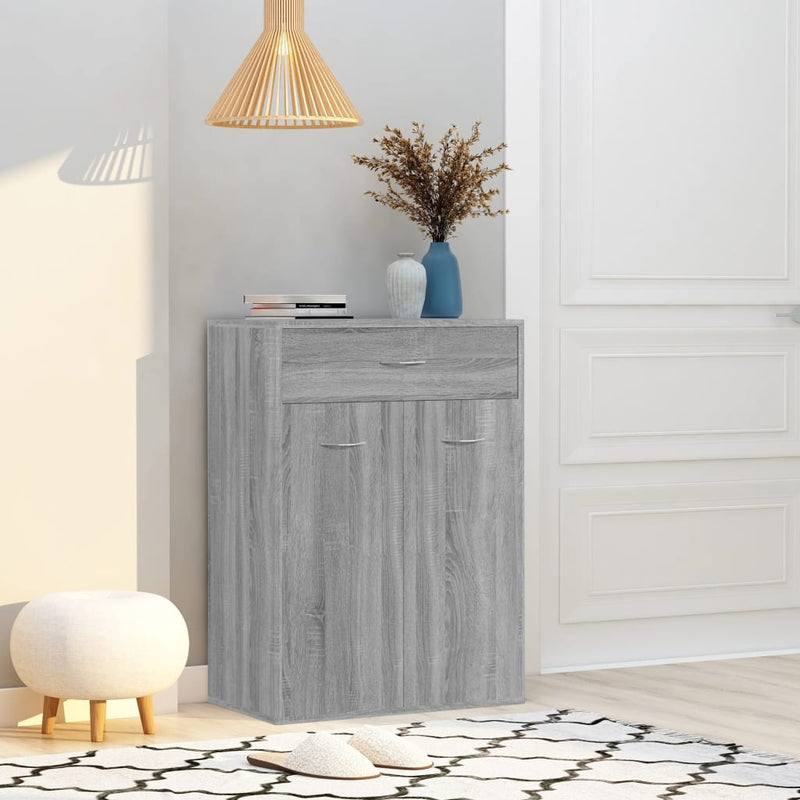 Gabinete de zapatos Vidaxl 60x35x84 cm de madera propiedad de madera gris sonoma
