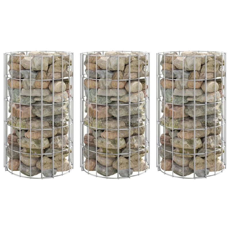 Plantadores de gabión Vidaxl 3 st ronda elevada Ø30x50 cm de acero