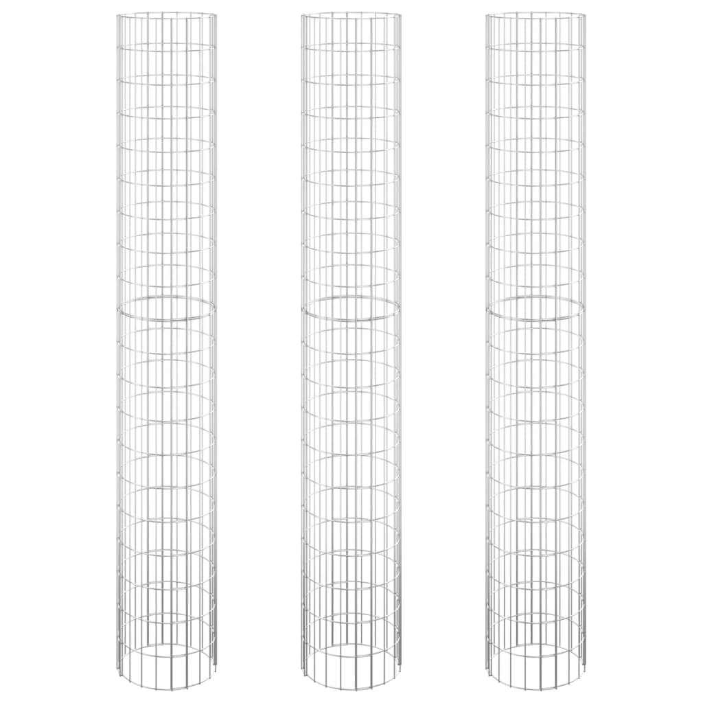 Plantadores de Gabion Vidaxl 3 st Round elevado Ø30x200 cm de acero