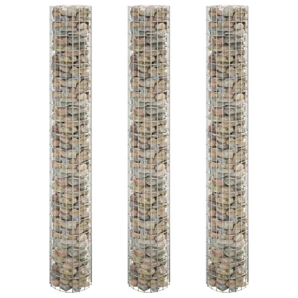 Plantadores de Gabion Vidaxl 3 st Round elevado Ø30x200 cm de acero