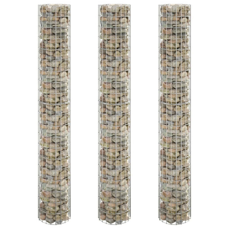 Plantadores de Gabion Vidaxl 3 st Round elevado Ø30x200 cm de acero