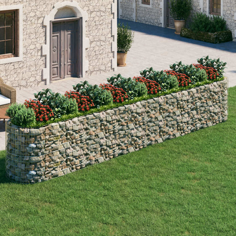 Plantador de Gabion Vidaxl elevado 600x100x100 cm de hierro galvanizado
