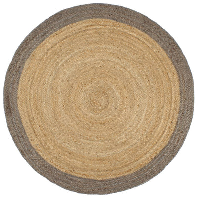 Alfombra Vidaxl hecha a mano con borde gris 180 cm de yute