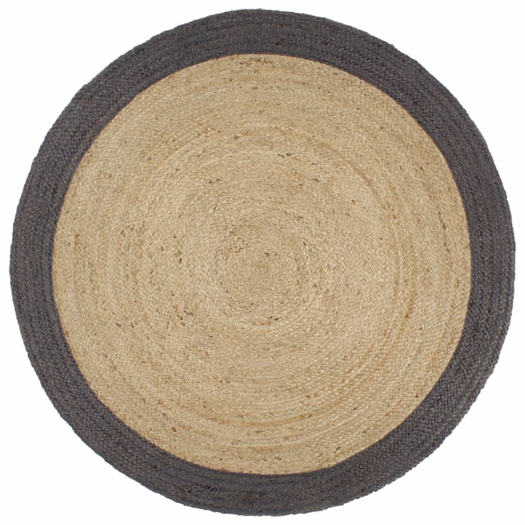 Alfombra Vidaxl hecha a mano con borde gris oscuro 240 cm de yute