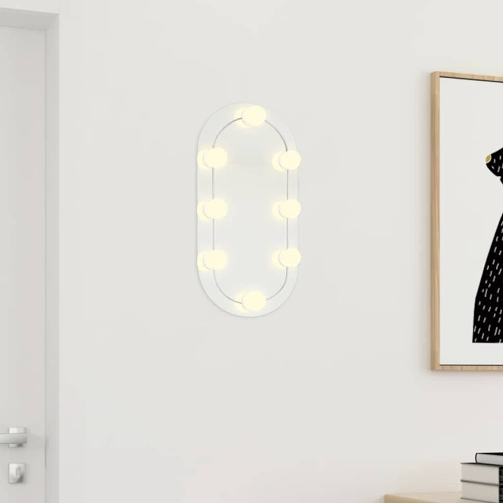 Specchio Vidaxl con illuminazione a LED 40x20 cm di vetro ovale