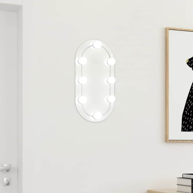 Specchio Vidaxl con illuminazione a LED 40x20 cm di vetro ovale