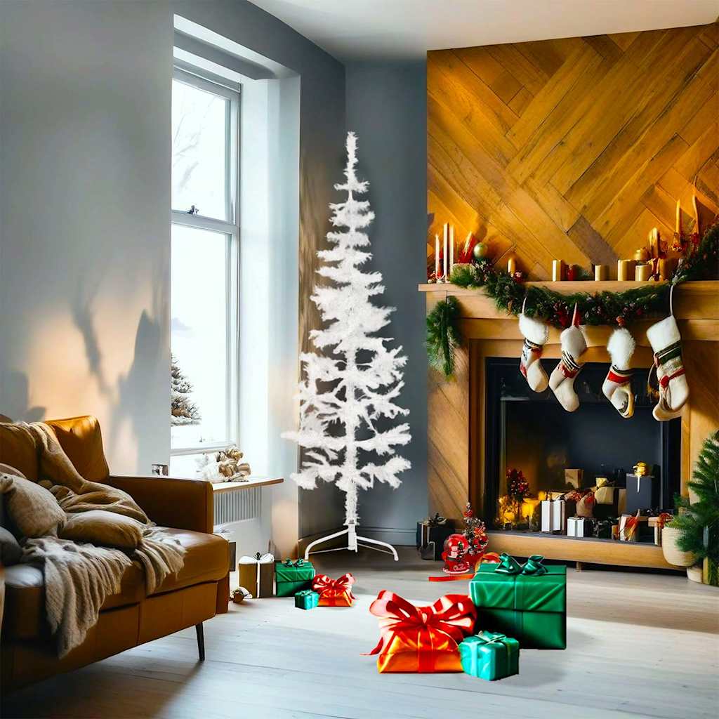 Vidaxl Kunstkerstboom Half con White estrecho de 180 cm estándar