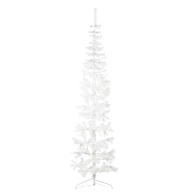Vidaxl Kunstkerstboom Half con blanco estrecho de 240 cm estándar de 240 cm de blanco